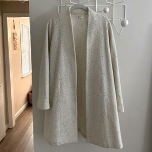 Madewell Lightweight Open Coat, White with Speckles, Size Small